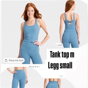 all in motion Blue Scoop Neck Tank & High-Waist Leggings Set